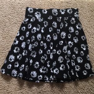 Black and white sunflower skater skirt
